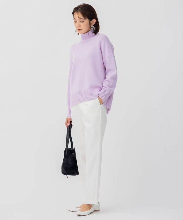23区 S 【好評につき新色追加/CLASSY.1月号掲載】ウールカシミヤブレンド スタンドネック ニット ライラック系