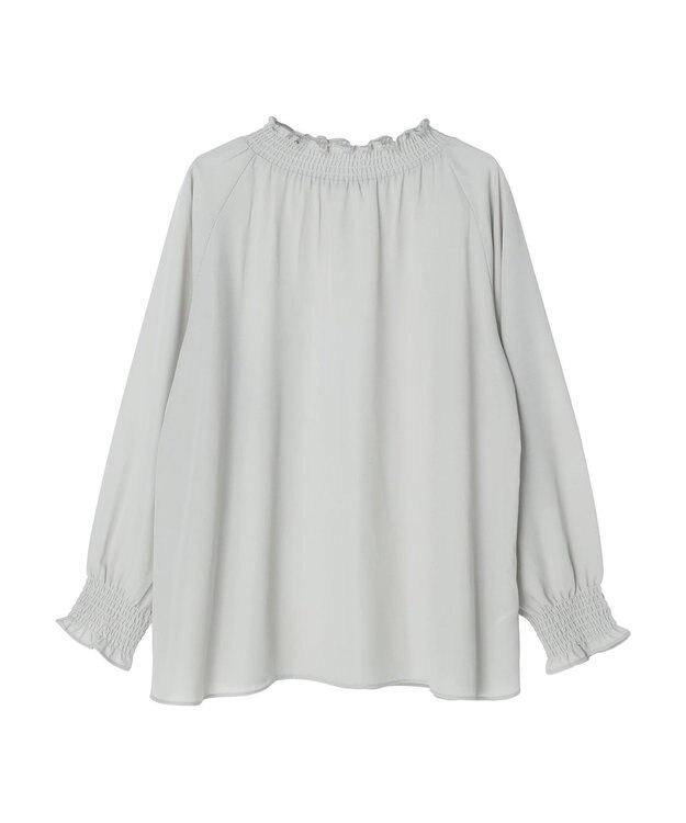 earth music&ecology シャーリングネックブラウス Light Gray