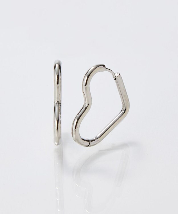 Phoebe 【金属アレルギー対応】グロウハートフープワンタッチピアス　シルバー/ステンレス シルバー