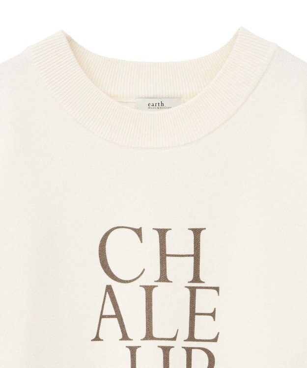 earth music&ecology 【洗濯機洗い可】スウェットライクロゴニットプルオーバー アイボリー