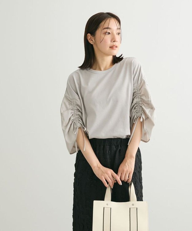 Green Parks ・ＥＬＥＮＣＡＲＥ　ＤＵＥ　ギャザースリーブＴＥＥ Gray