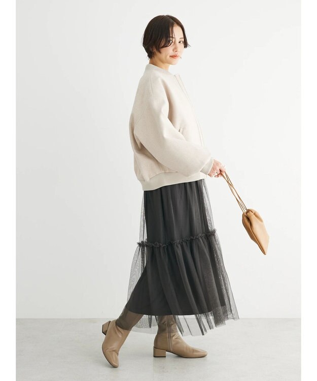 Green Parks ・ＥＬＥＮＣＡＲＥ　ＤＵＥ　ウールライクブルゾン Ivory