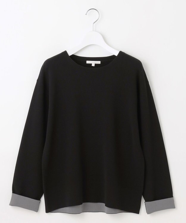 自由区 L 【カタログ掲載】レーヨンストレッチベーシックシルエット ニット ブラック