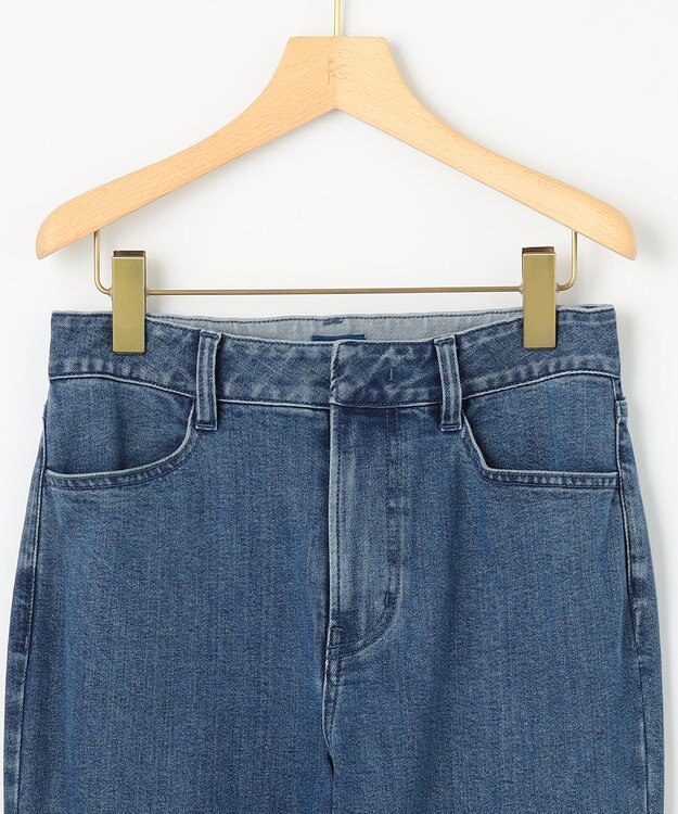 組曲 S ライトデニム ベルト付きストレートパンツ インディゴネイビー系