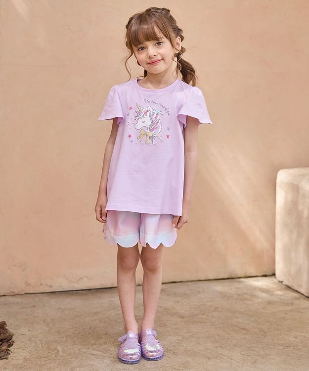 ANY KIDS 【温度で色が変わる】接触冷感 しろくま ミラクルプリント Tシャツ ラベンダー