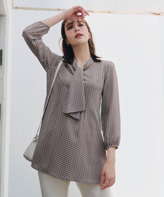 Tiaclasse 【洗える】ボウタイチュニック モカ