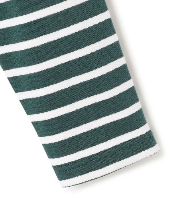 23区 L 【洗える】Armor-lux スムース ボーダー カットソー グリーン×ホワイトボーダー