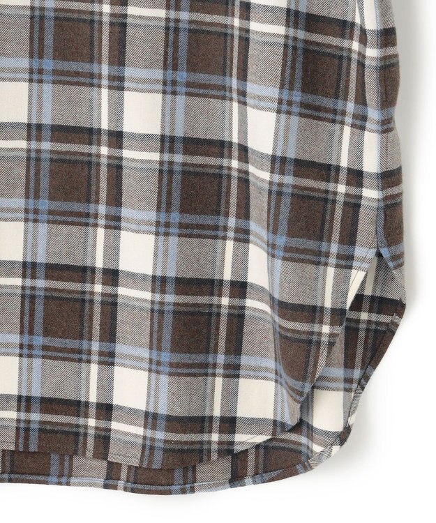 23区 S 【洗える】CANCLINI メルトン チェック ブラウス ブラウン系チェック