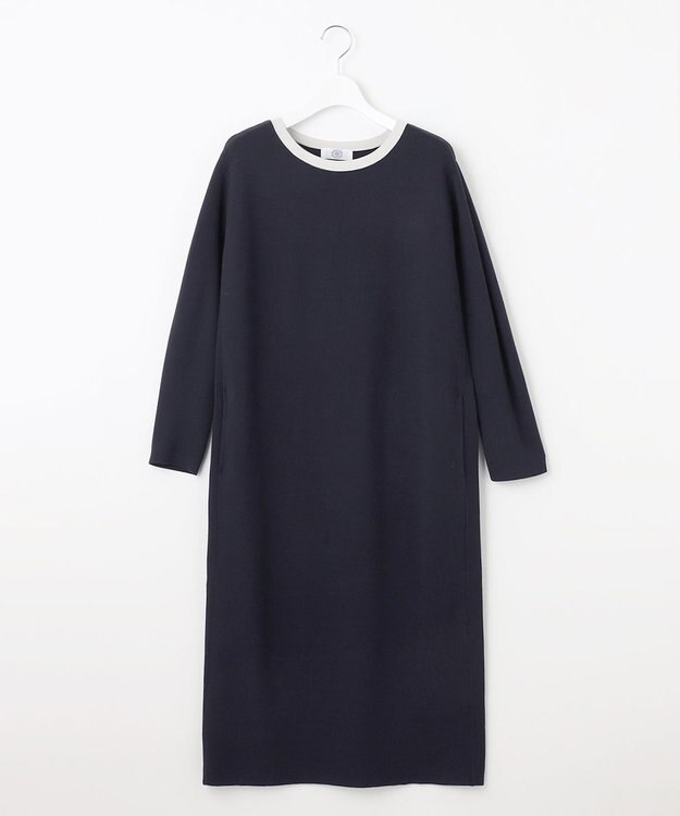 J.PRESS LADIES L 【WEB限定カラーあり・洗える】TRIM RAYON STRETCH ニット ワンピース ネイビー系