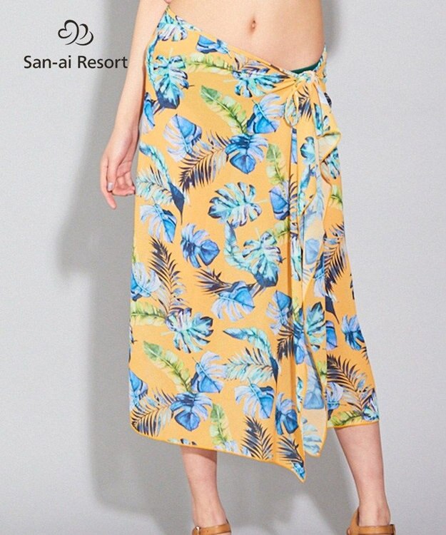 San-ai Resort（三愛水着楽園） 【SALE】【San-ai Resort】リーフ柄 パレオワンピース M イエロー