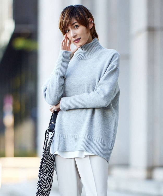 ICB 【新色追加・WEB限定カラーあり】 ソフトカシミヤミックス ハイネックニット ライトグレー系