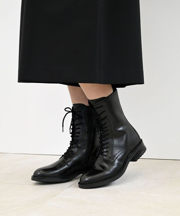 Pointer 本革レースアップブーツ ブラック