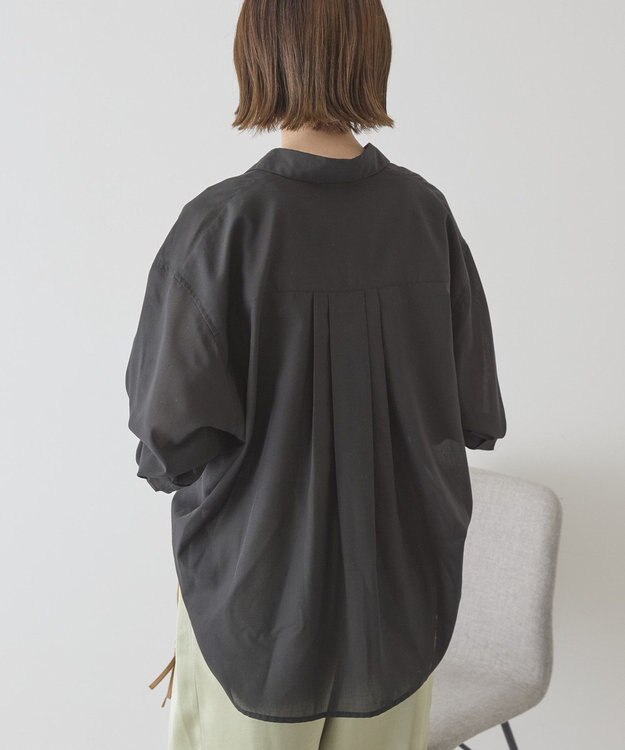 AMERICAN HOLIC 【イージーケア】シアーラウンドシャツ Black