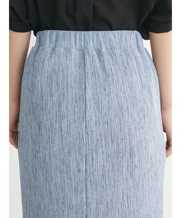 Green Parks メランジプリーツＩラインスカート Sax