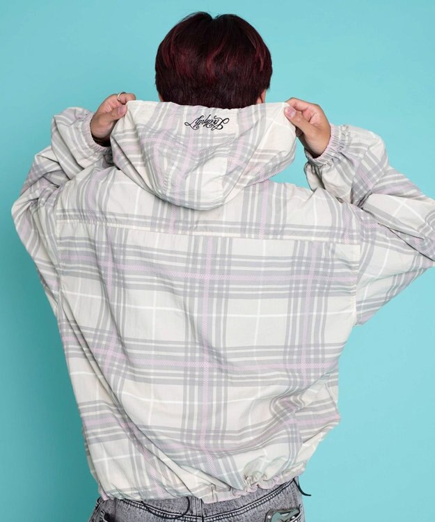 WEGO 【ユニセックス着用ITEM/MLサイズ展開】チェックロゴフードブルゾン ピンクソノタ