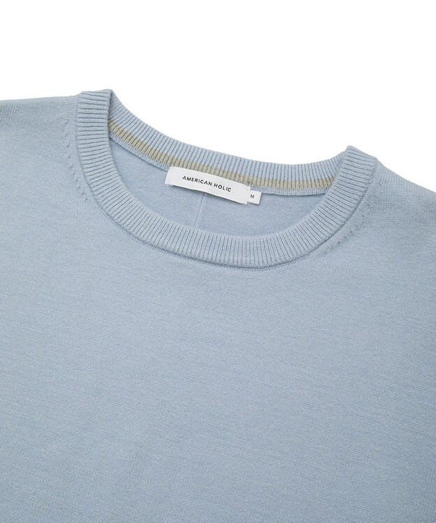 AMERICAN HOLIC バイパチクルーネックニットプルオーバー Light Blue