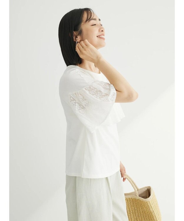 Green Parks ・ＳＵＧＡＲ　ＳＰＯＯＮ　レースフリルプルオーバー Off White