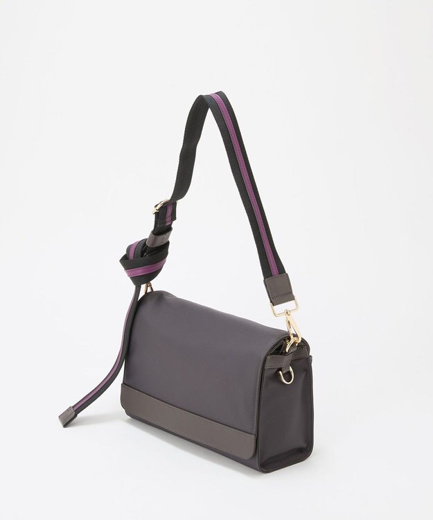 TOPKAPI 【TREASURE TOPKAPI】ナイロン ストライプ ベルト フラップ ショルダー バッグ ミディアムグレー