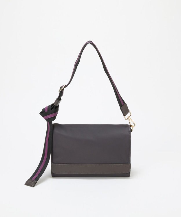 TOPKAPI 【TREASURE TOPKAPI】ナイロン ストライプ ベルト フラップ ショルダー バッグ ミディアムグレー