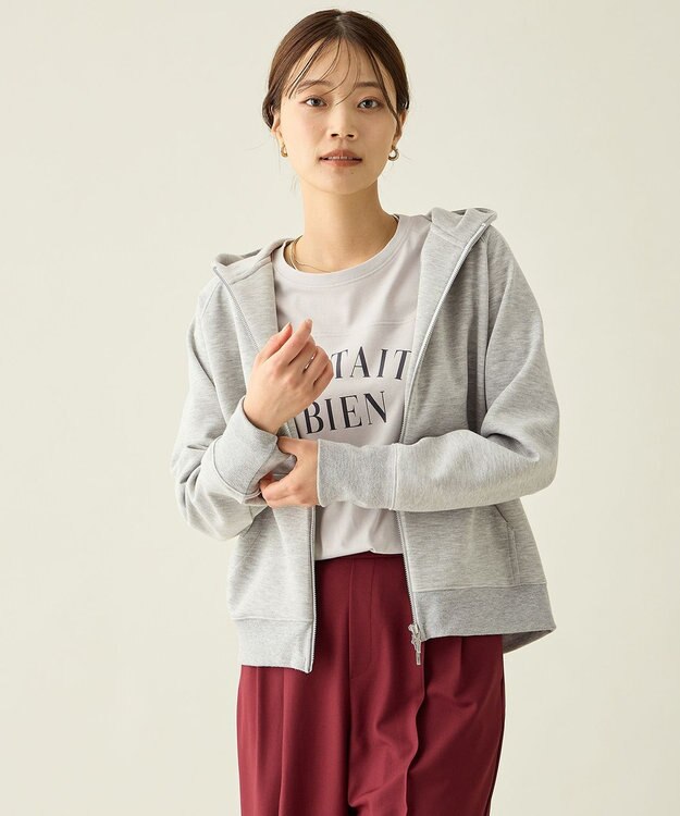 ANY L ラメダンボールダブルジップパーカー ライトグレー