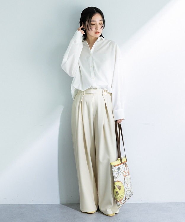 Green Parks デザインタックワイドパンツ Light Beige