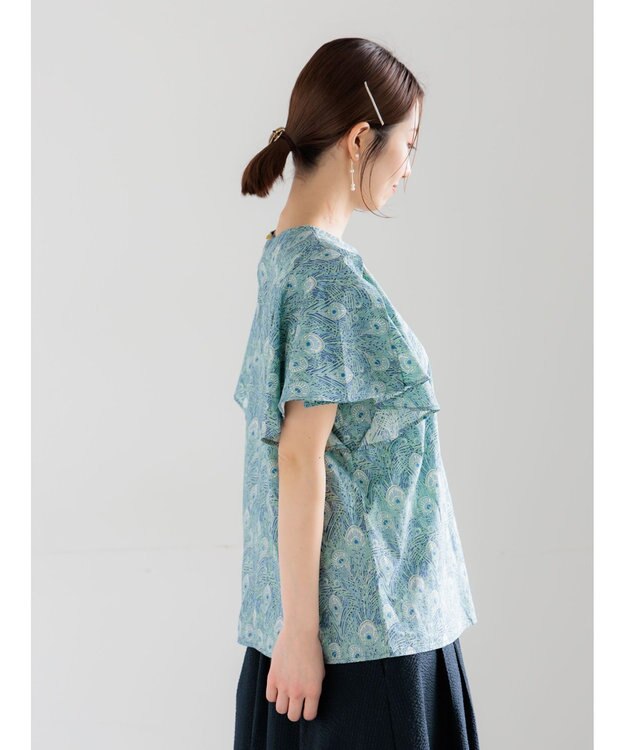 Te chichi 【LIBERTY FABRICS】フレアスリーブブラウス ターコイズブルー