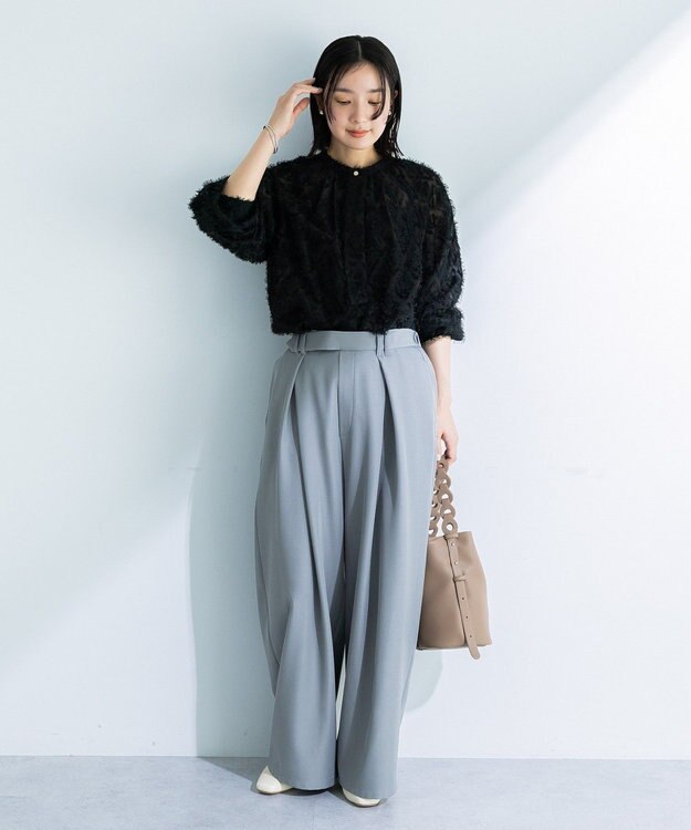 Green Parks デザインタックワイドパンツ Gray