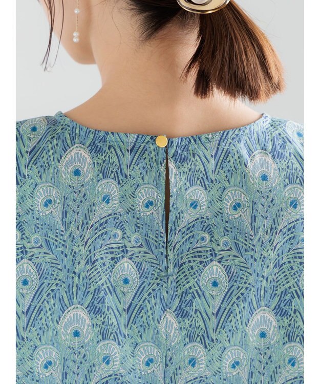 Te chichi 【LIBERTY FABRICS】フレアスリーブブラウス ターコイズブルー