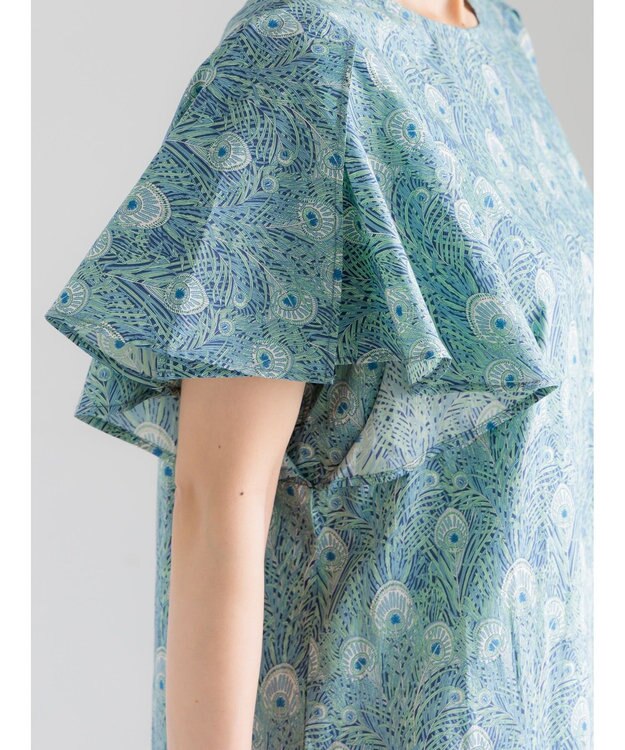 Te chichi 【LIBERTY FABRICS】フレアスリーブブラウス ターコイズブルー
