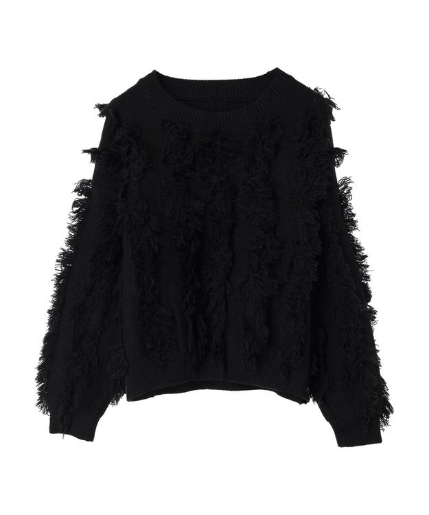 CRAFT STANDARD BOUTIQUE ボリュームフリンジニットプルオーバー Black