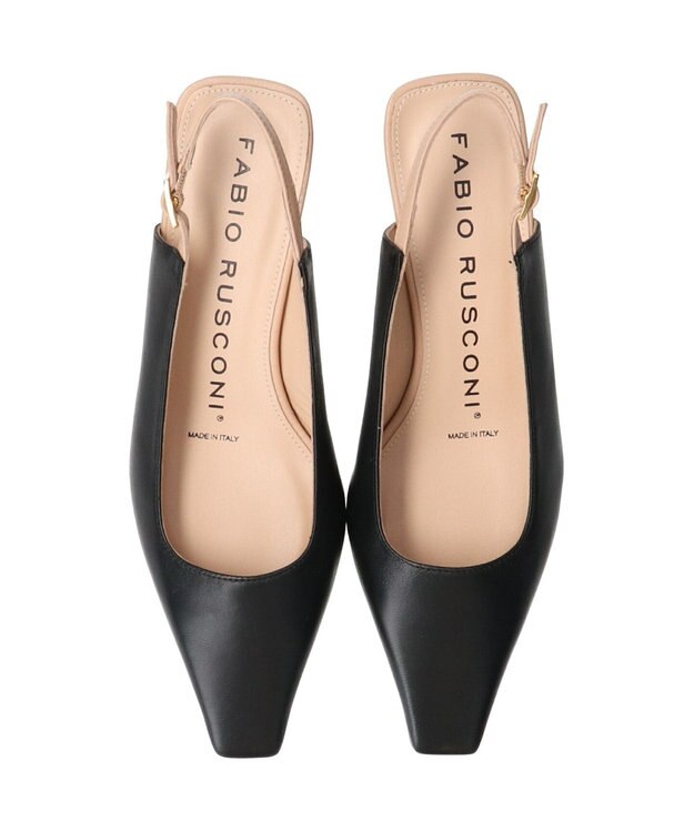 INTER-CHAUSSURES 【FABIO RUSCONI】スクエアトウバックバンドパンプス ブラックコンビ