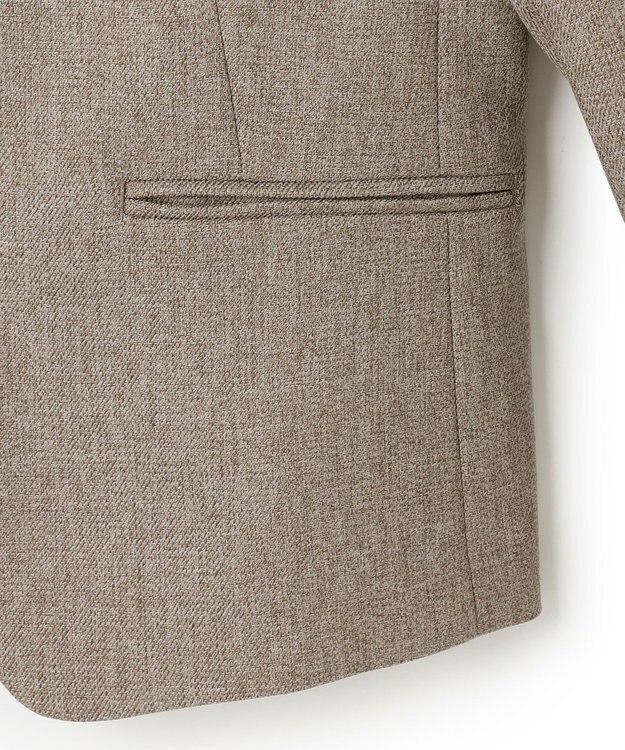 23区 L 【洗える】ウールライクカルゼ ノーカラー ジャケット ダークブラウン系