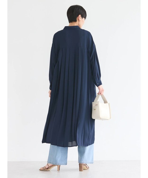 AMERICAN HOLIC ジョーゼットバックプリーツワンピース Navy