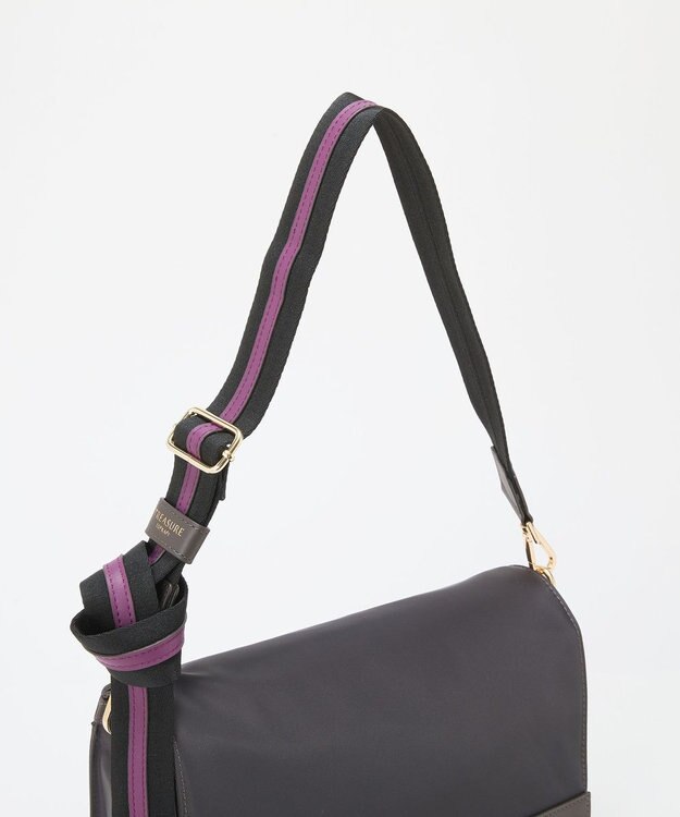 TOPKAPI 【TREASURE TOPKAPI】ナイロン ストライプ ベルト フラップ ショルダー バッグ ミディアムグレー