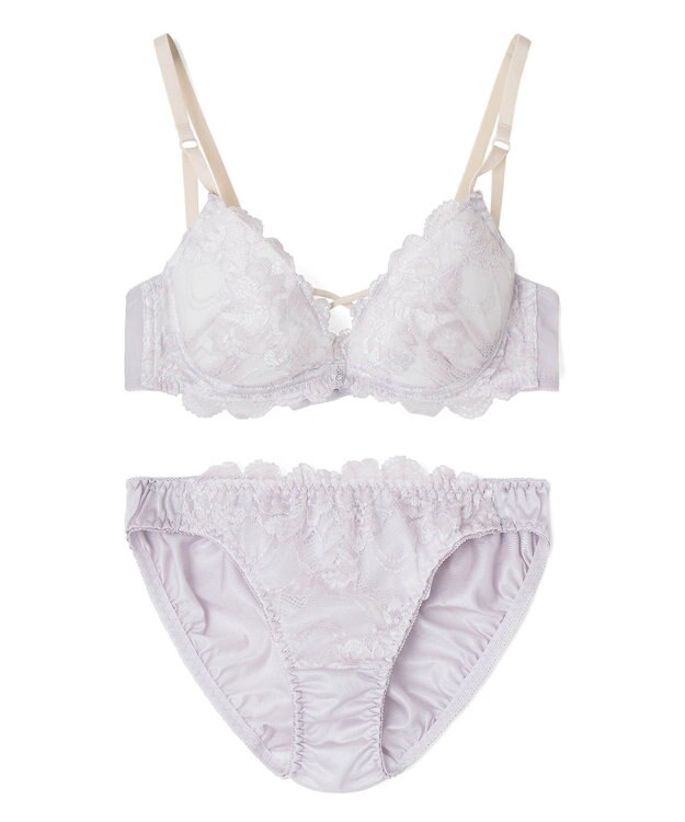 San-ai Resort（三愛水着楽園） 【WEB限定】【プチプラブラセット】純欲カラーヌーディーレーシーストリングブラ＆ショーツセット 【northerly】 グレー