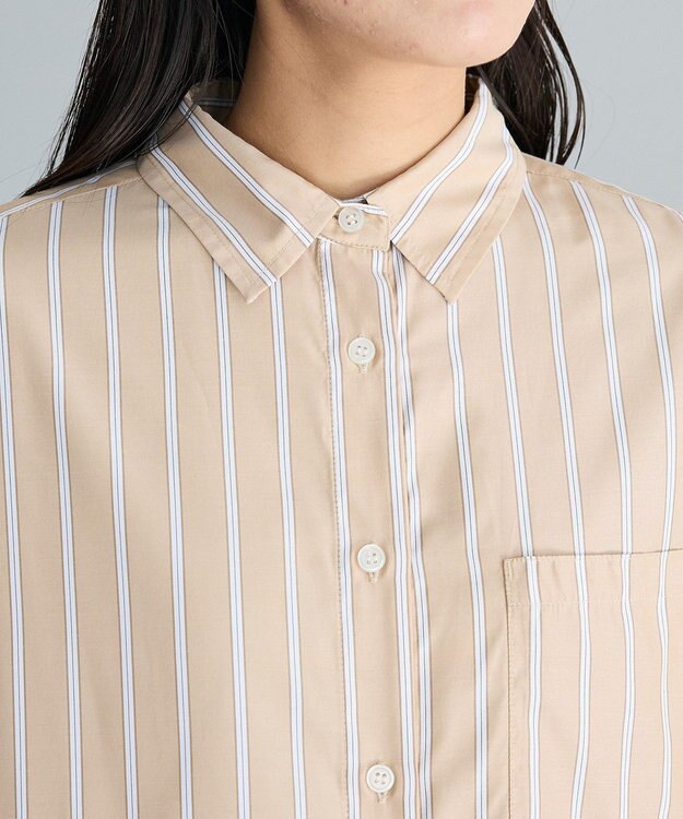 CRAFT STANDARD BOUTIQUE ストライプシャツワンピース Stripe Beige