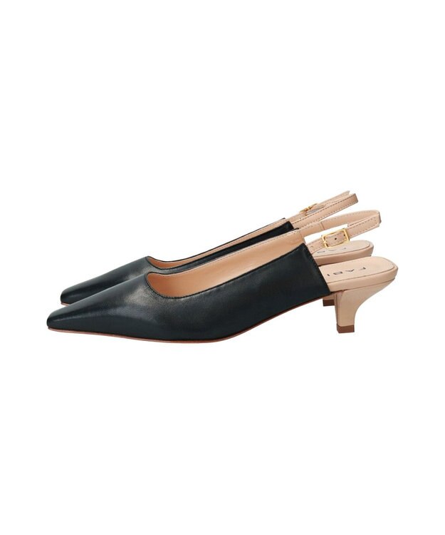 INTER-CHAUSSURES 【FABIO RUSCONI】スクエアトウバックバンドパンプス ブラックコンビ