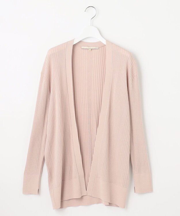 自由区 【洗える】ハイツイストコットンアセテート ニットカーディガン ピンク系