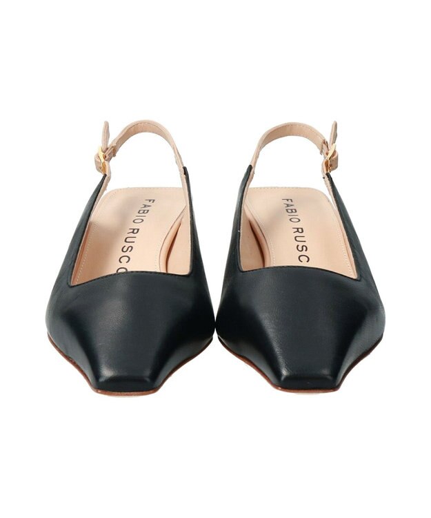 INTER-CHAUSSURES 【FABIO RUSCONI】スクエアトウバックバンドパンプス ブラックコンビ