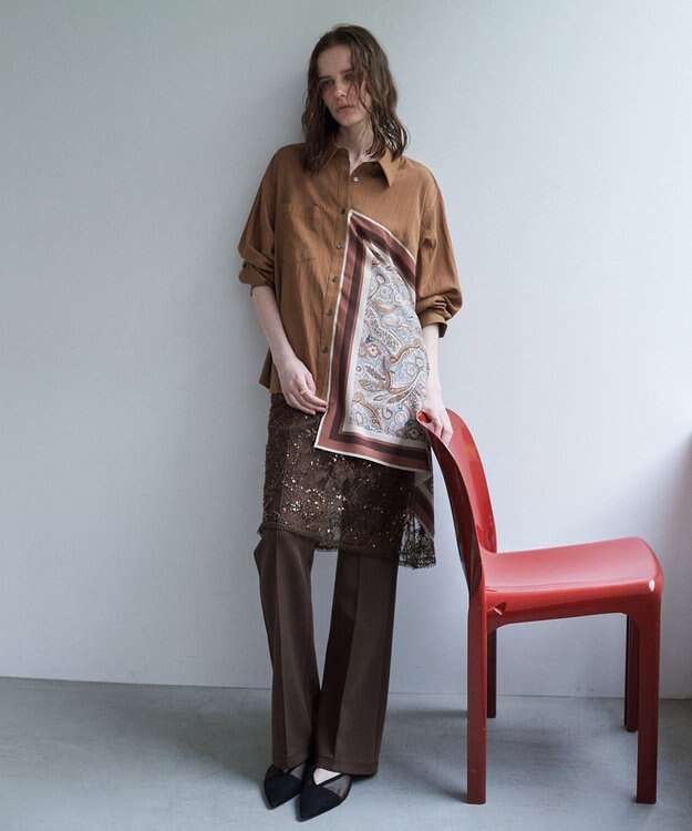 YECCA VECCA ストレッチセンターシームフレアパンツ Brown