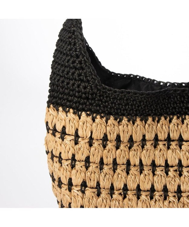 UNBILLION カシュカシュ cachecache / コンビ編みワンハンドルトート ブラック