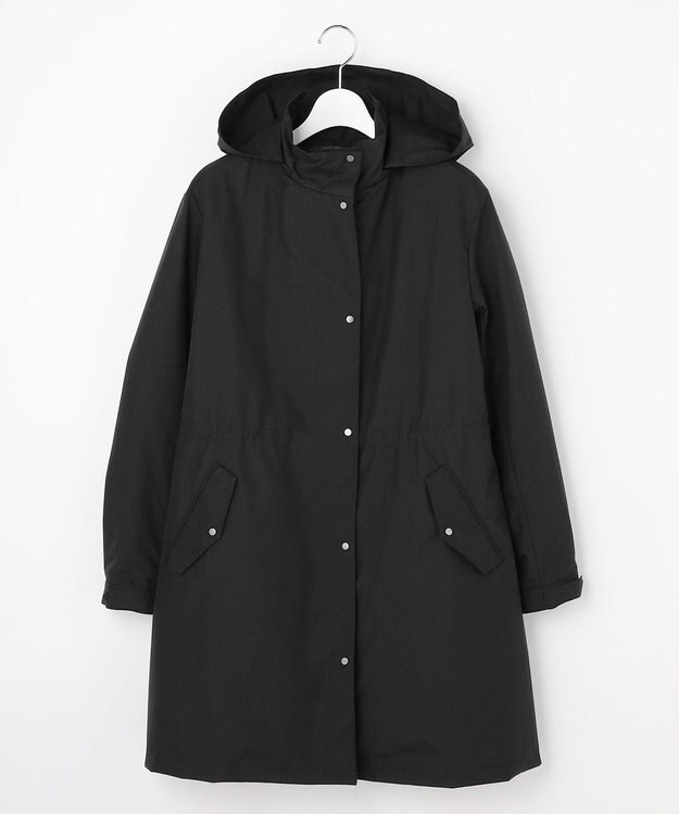 J.PRESS LADIES 【2way】スパンライクナイロンタッサー フーデッド コート ブラック系