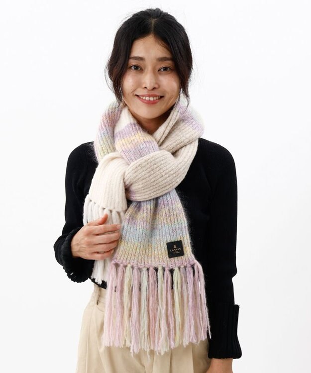 AURORA 【 LANVIN en Bleu （ランバン オン ブルー）】モコモコロングニットマフラー(WASH) ピンク