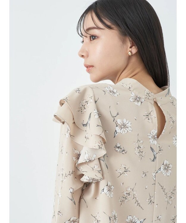 earth music&ecology フリルスリーブブラウス Blue