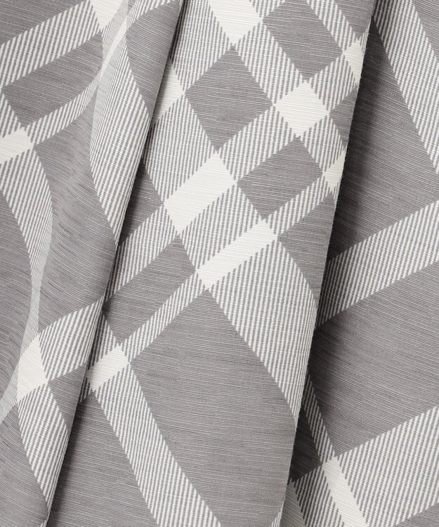 自由区 L 【洗える】スラブチェックプリント スカート グレー×オフチェック