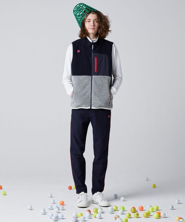 PW CIRCULUS 【MEN】【撥水/防風】ボア ジップアップ ベスト ネイビー系