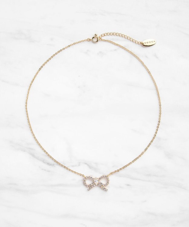 TOCCA GLITTER RIBBIN NECKLACE ネックレス ゴールド×クリア系