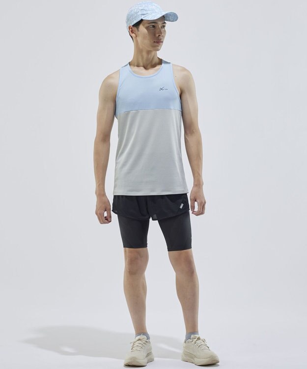 CW-X 【UNISEX】 CW-X ランニングシャツ メッシュ素材 涼しい着ごこち スポーツウェア ノースリーブ ユニセックス DLR160 /ワコール サックス