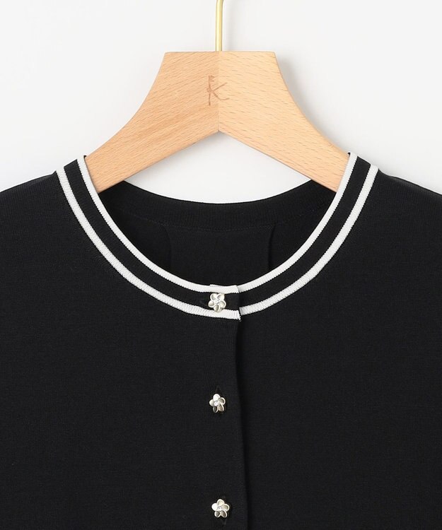 組曲 フラワーメタル ニット カーディガン ブラックベース