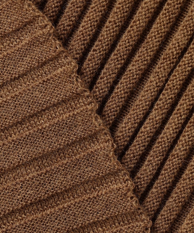 uncrave シアーストライプニット タートルトップス キャメル